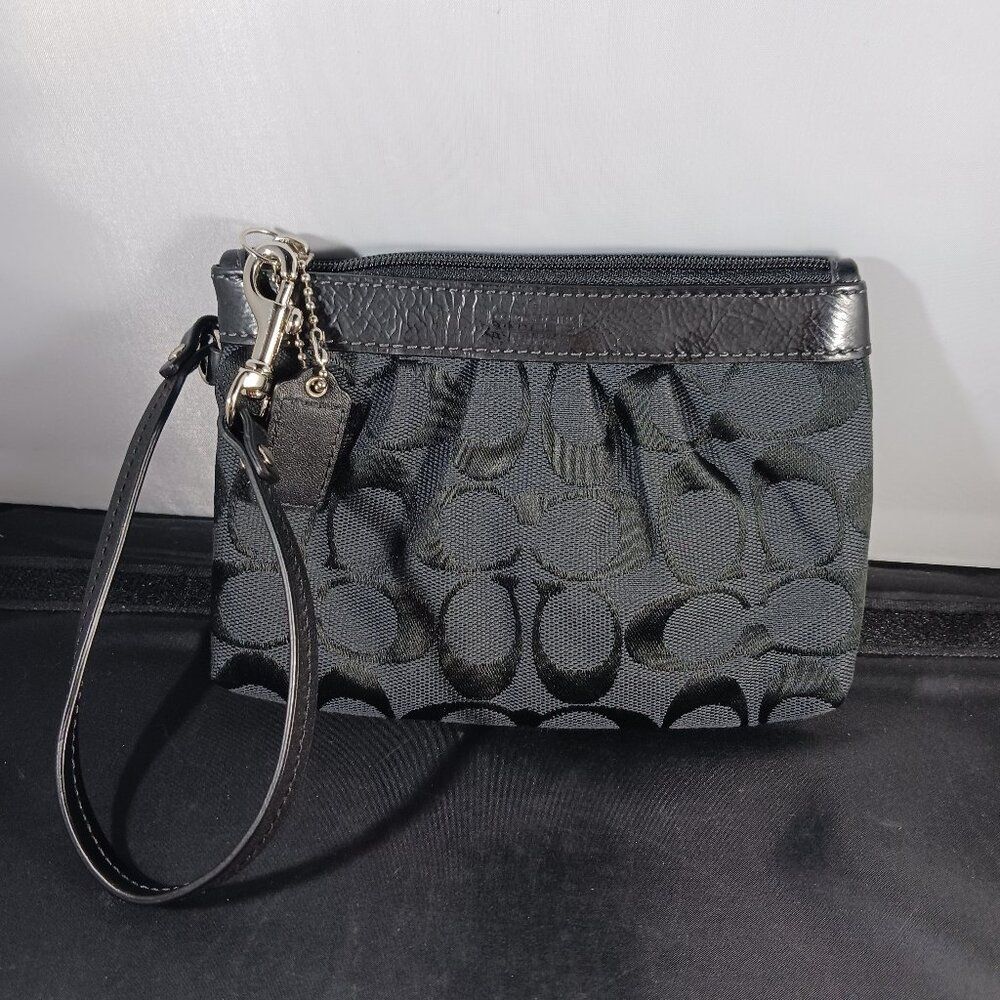 Coach Black/Silver Vintage Y2K Signature Wristlet Clutch with Strap